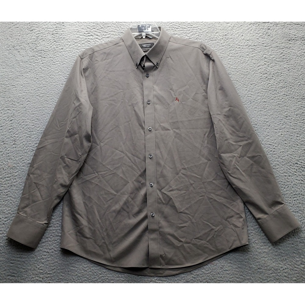 Nordstrom Shirt Mens L Gray Smart Care Traditional Fit Wrinkle-Free Button-Down